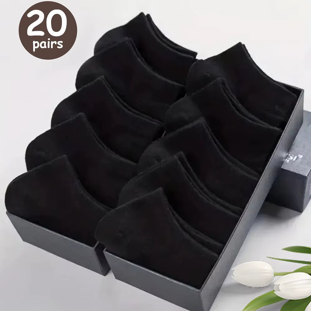 10/20/40 Pairs Men'S Boat Socks Business Sport Sweat Absorption Mature Summer Autumn Solid Color Versatile Ankle Socks